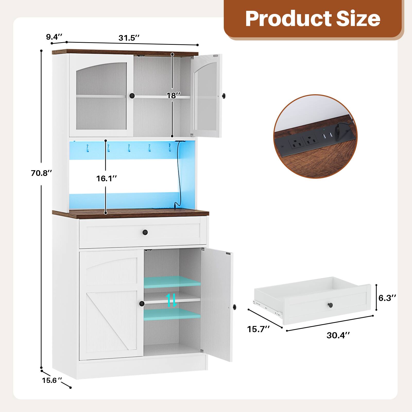 9.4"  
31.5"  
Product Size  
18"  
70.8"  
16.1"  
11"  
BOOKNERS  
6.3"  
15.7"  
30.4"  
15.6"