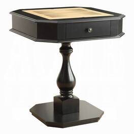 Manhattan Lane - Boen Game Table for Backgammon, Piece Drawer, 28 Inch Top, Black Turned Base - Black, Brown