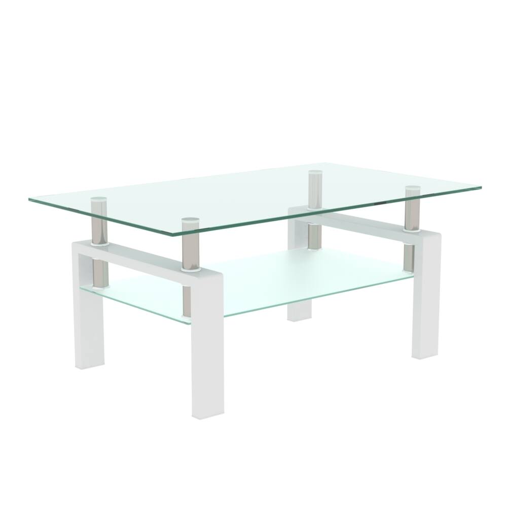 Alt View 6. Loheer - Loheer Rectangle Glass Coffee Table Clear Modern Center Table - Clear.