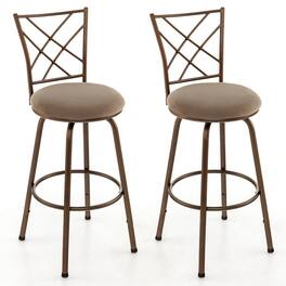 Kadyn - 2 Pcs Swivel Pluch Fabrice Cushioned Bar Stool Set- for Kitchen Island - Brown