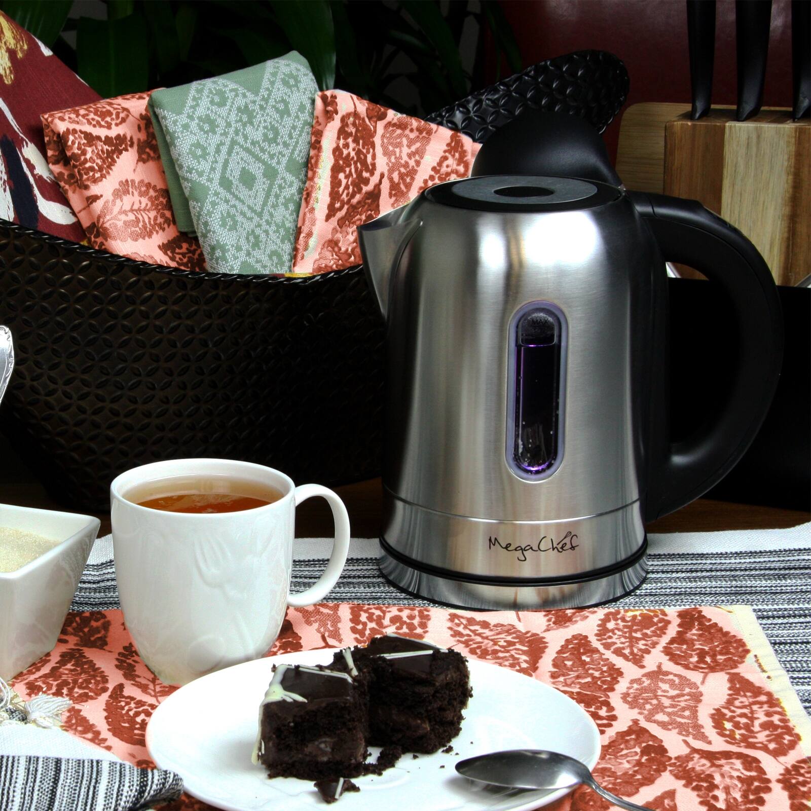 Alt View 9. MegaChef - MegaChef 1.7Lt. Stainless Steel Electric Tea Kettle With 5 Preset Temps - Silver.