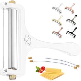 Zulay Kitchen - Cheese Slicer with Adjustable Thickness and 2 Extra Wires - White