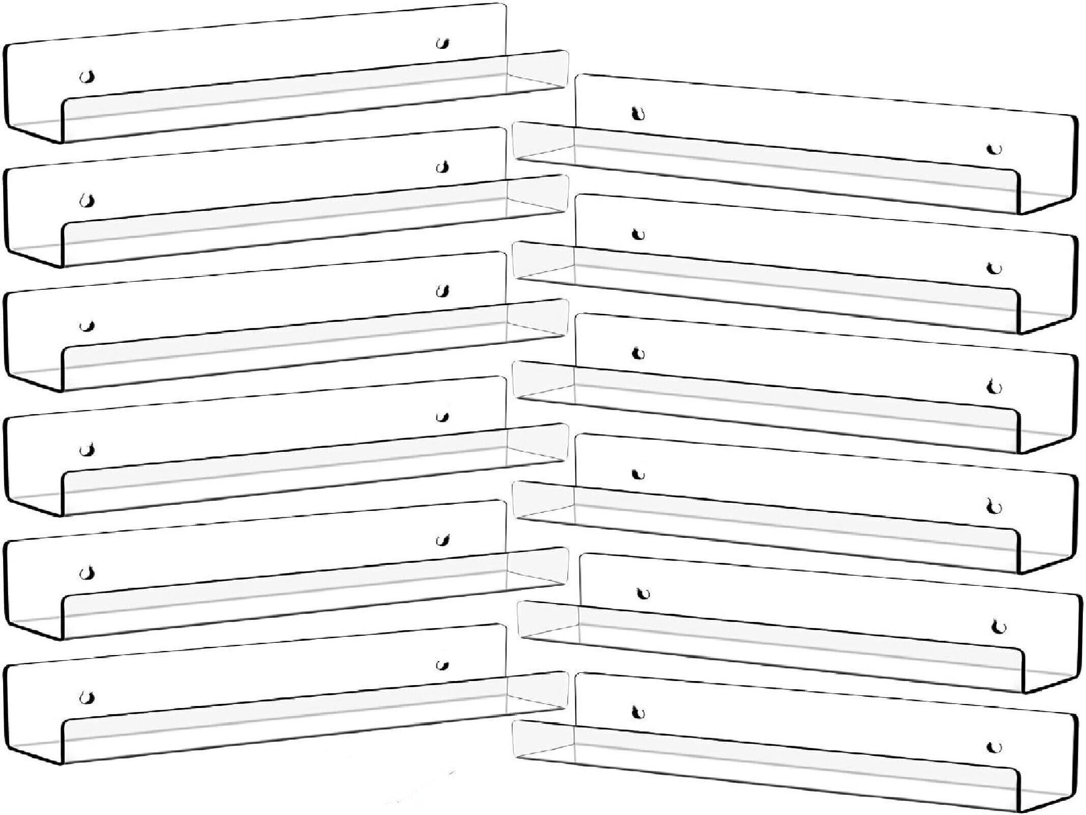 Front. Dazzed Corner - 12" Vinyl Record Wall Mount Shelves,12 Pack Clear Acrylic Floating Shelves - Clear.