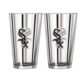 Logo Brands - Chicago White Sox Two-Piece 16oz. Striped Pint Glass Set - Multicolor