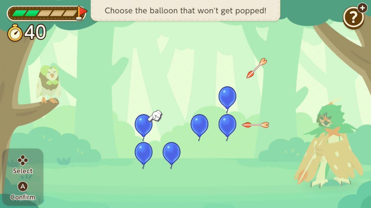 Choose the balloon that won't get popped! Select A Confirm