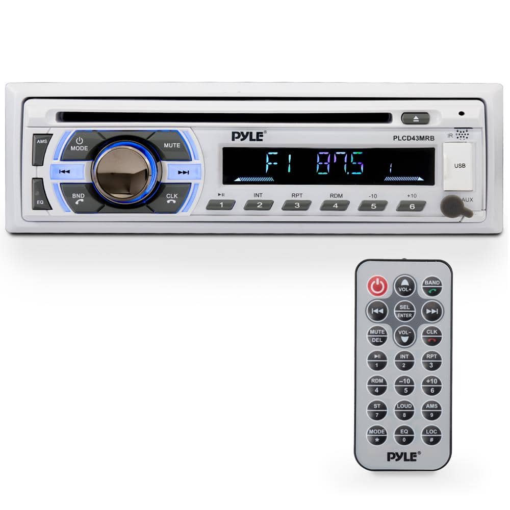 PylePro - Pyle PLCD43MRB Marine Single DIN Bluetooth In-Dash Detachable Face Stereo Receiver