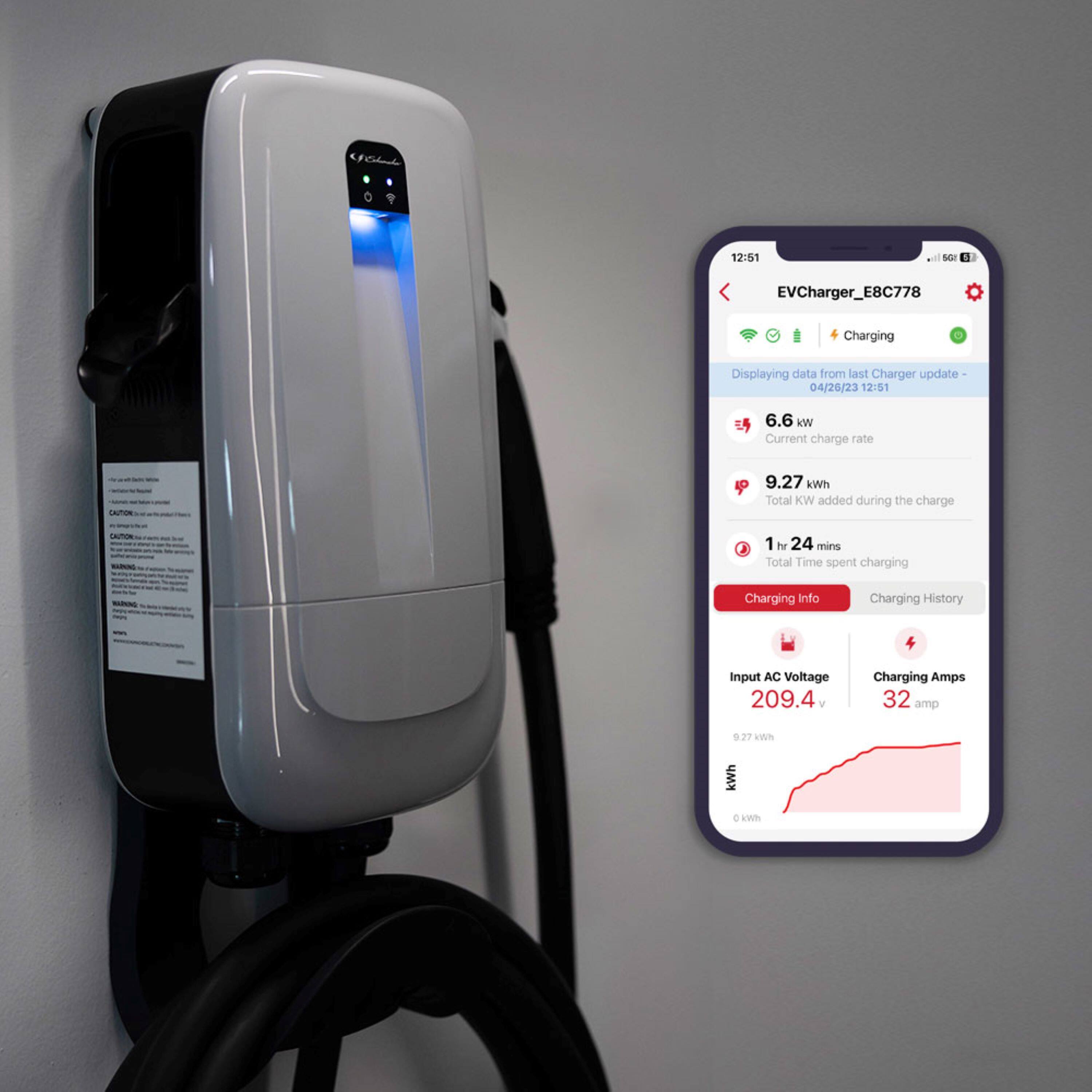 Alt View 1. Schumacher Electric - Level 2 240V NEMA 14-50 Plug-in EV Wall Charger with Wi-Fi/Bluetooth and J1772 Connector - Gray.