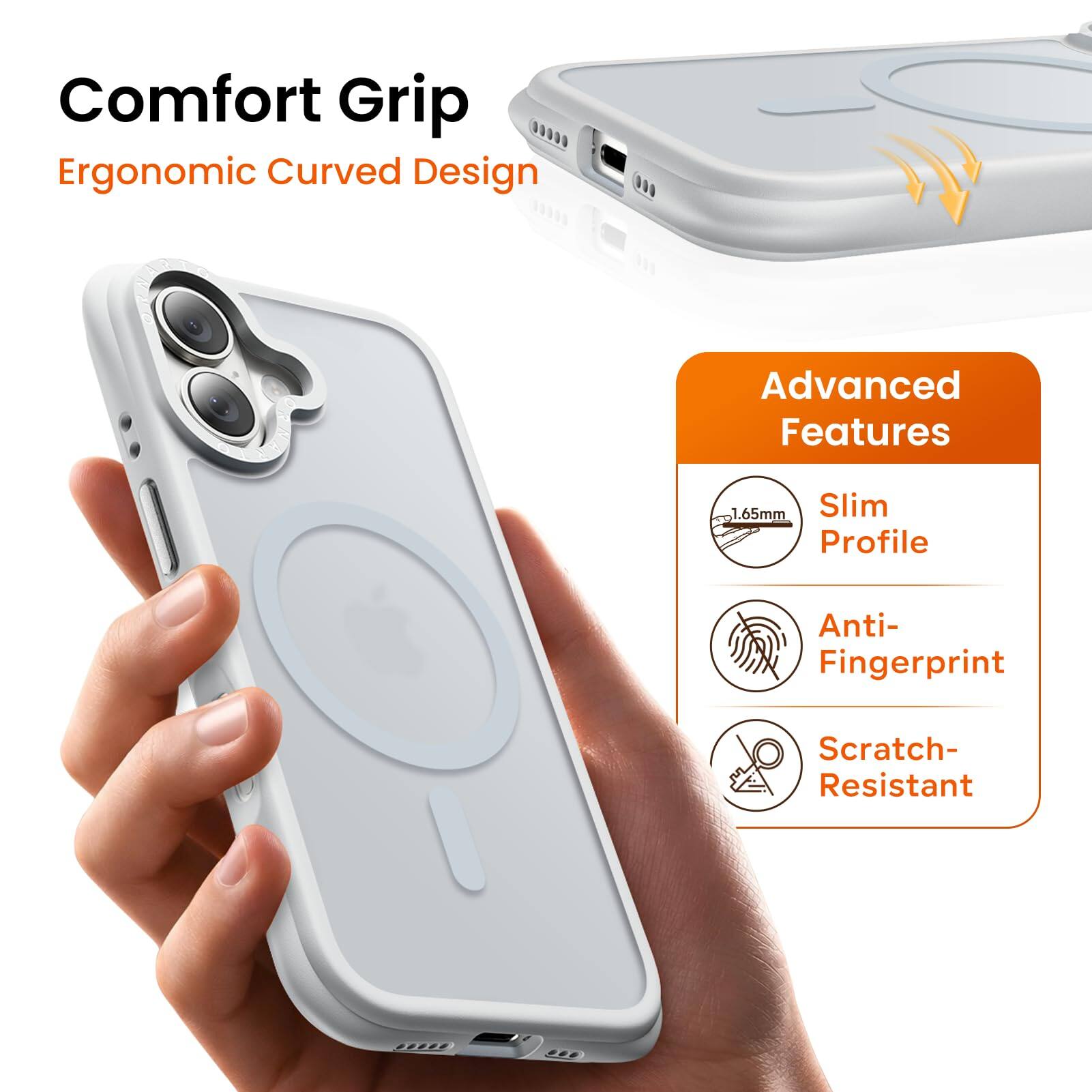 Comfort Grip  
Ergonomic Curved Design  

Advanced Features  
- 1.65mm Slim Profile  
- Anti-Fingerprint  
- Scratch-Resistant