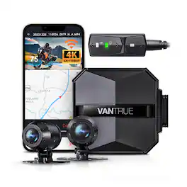 Vantrue - F1 Motorcycle 4K Front&Rear Dash Cam, Waterproof, GPS Wi-Fi, Night Vision, G-Sensor, Parking Mode - Black