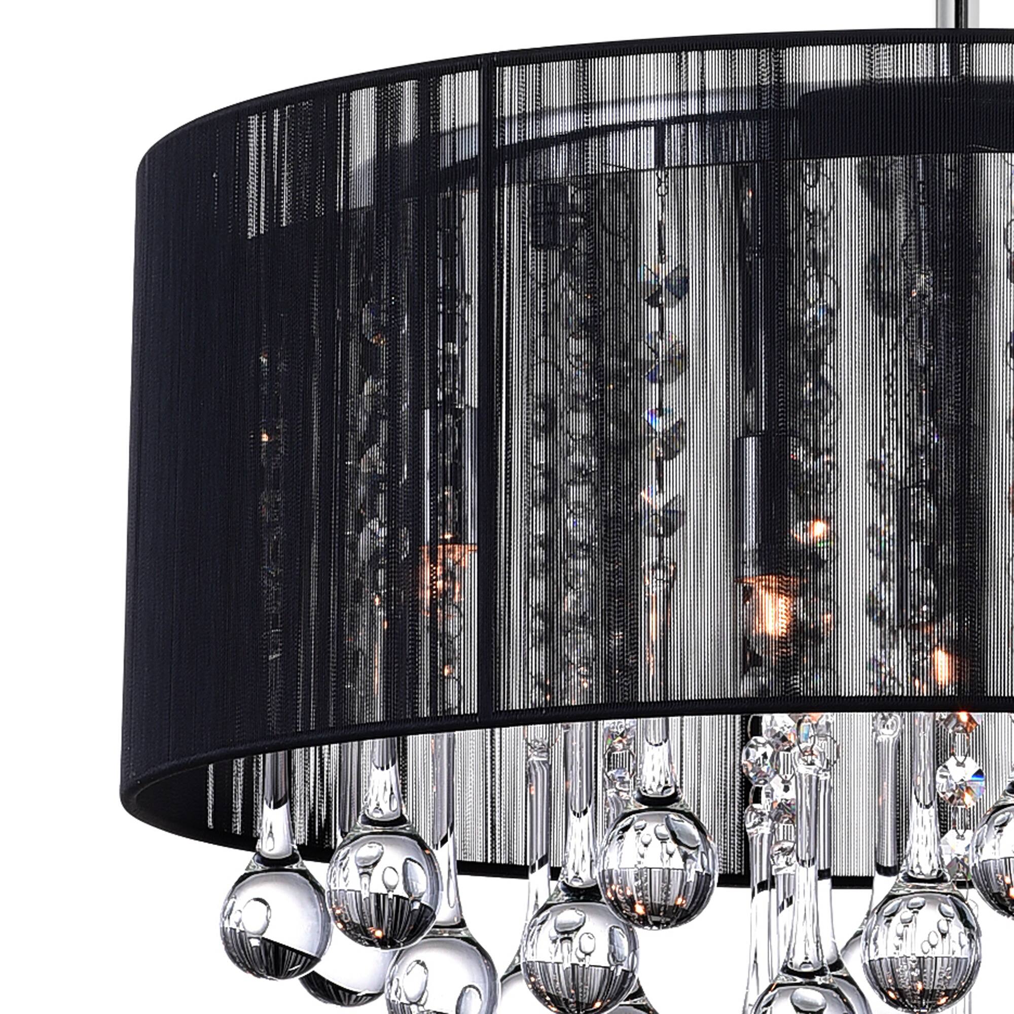 Back. CWI Lighting - Water Drop 6 Light Drum Shade Chandelier With Chrome Finish - Chrome.