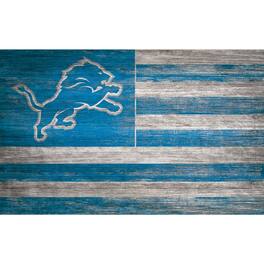 Fan Creations - Detroit Lions 11'' x 19'' Distressed Flag Sign - Multicolor