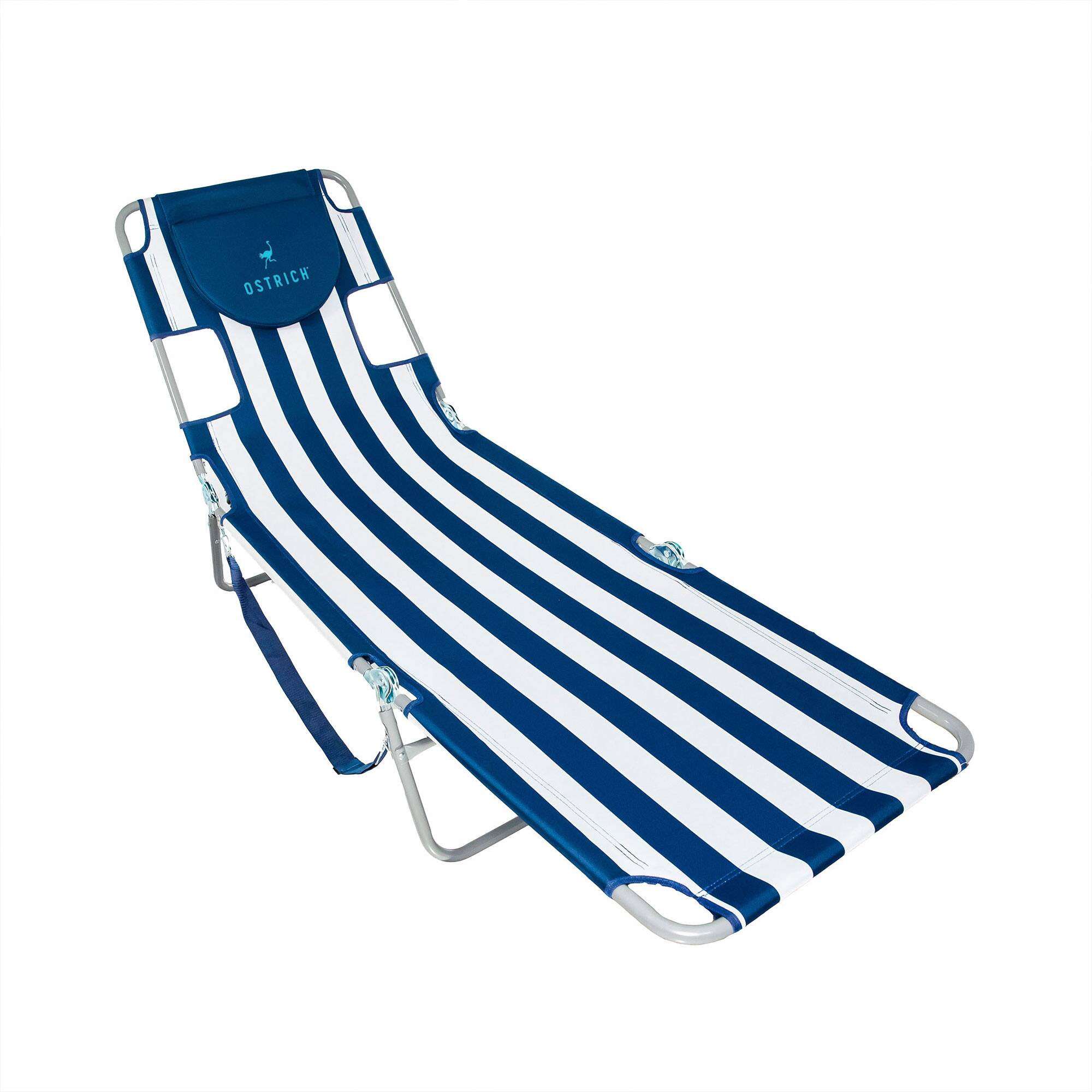 Alt View 8. Ostrich - Ostrich Chaise Lounge, Facedown Beach Camping Pool Tanning Chair, Blue Stripe - Blue and White Striped.