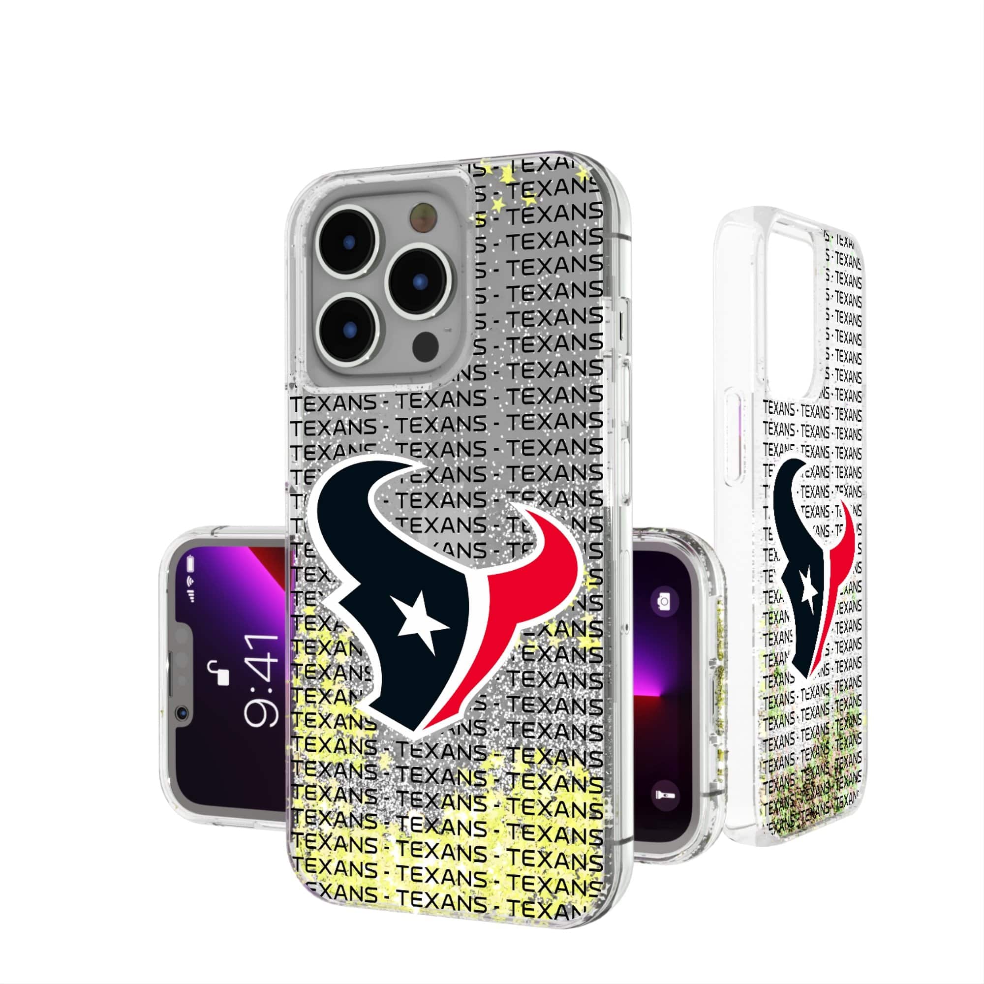 Keyscaper - NFL - Houston Texans - iPhone Text Backdrop Design Glitter Case - 14 Pro Max - Multicolor