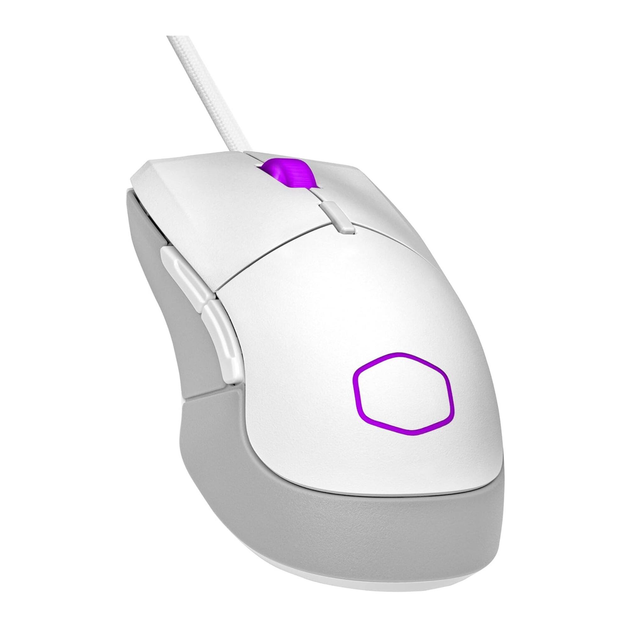 Angle. Cooler Master - Cooler Master MM310 Gaming Mouse White - 12000 dpi - USB Type A - 6 Button(s) - RGB Scroll Wheel - Ambidextrous Design - White.