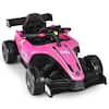 Front. Costway - Costway 12V Kids Ride on Car Electric Racing Truck Remote Control w/ MP3 & Lights - Pink.