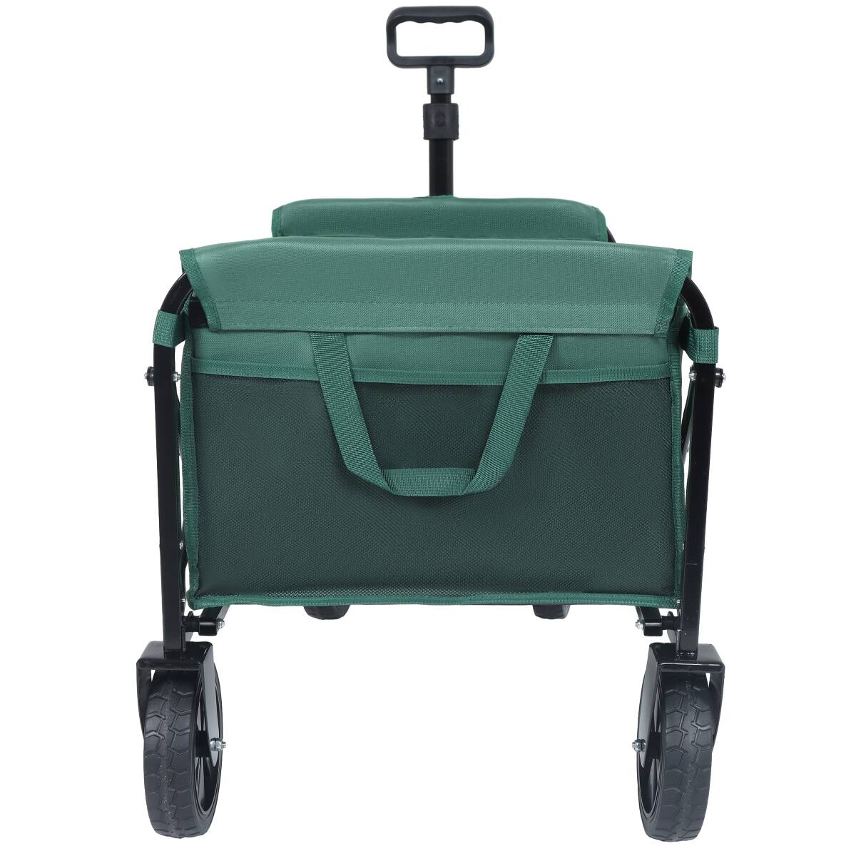 Alt View 3. Loheer - Loheer Dual Layer Folding Wagon, Green Steel Utility Cart with Extra Storage for Shopping Camping and Gardening.