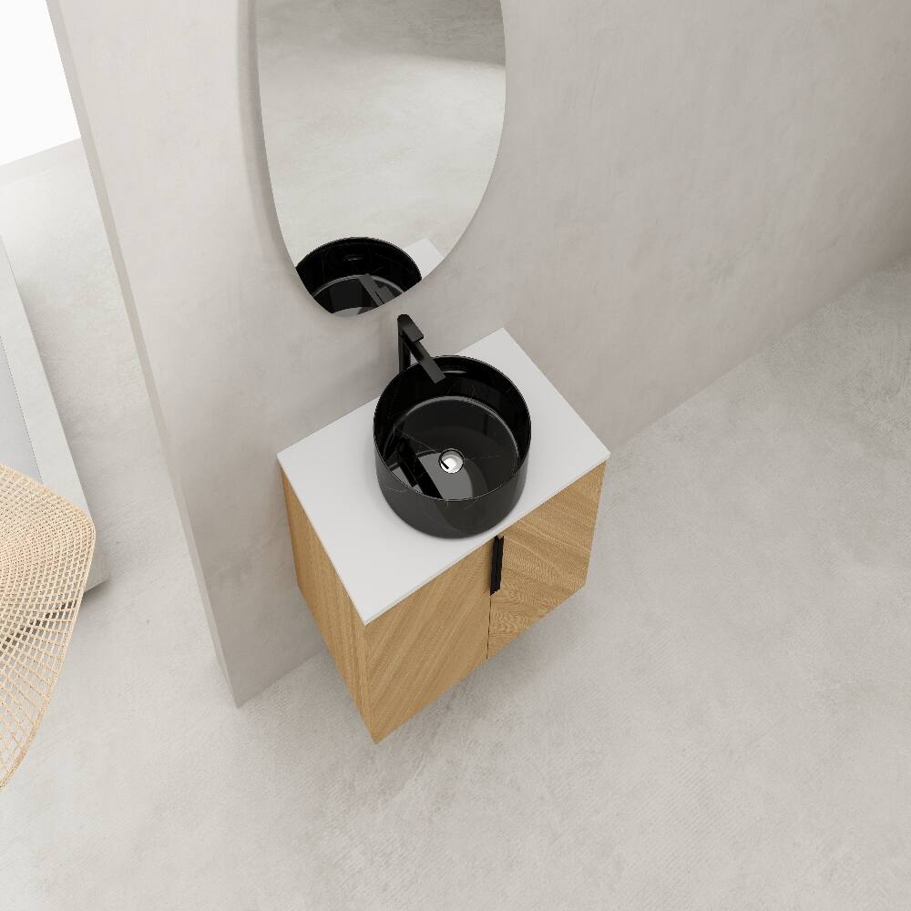 Alt View 2. Loheer - Loheer 30 inch bathroom vanity Wall Mounted Vanity with Artificial Stone Slab Light Oak - Light Oak.