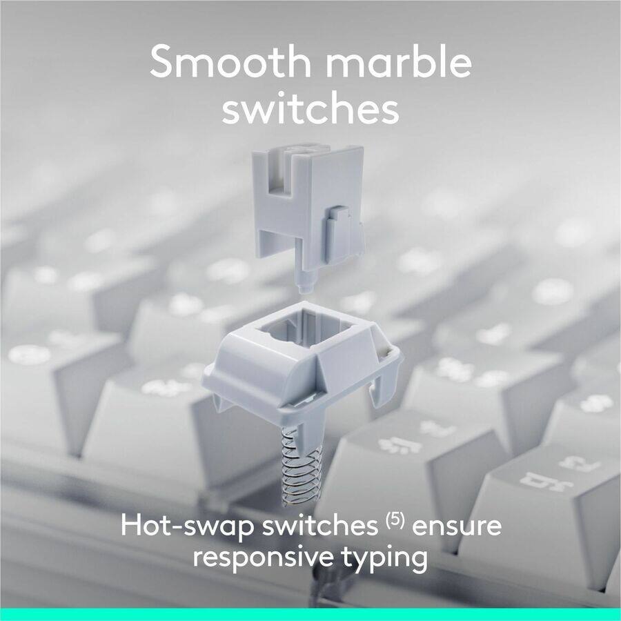 Smooth marble switches

Hot-swap switches (5) ensure responsive typing
