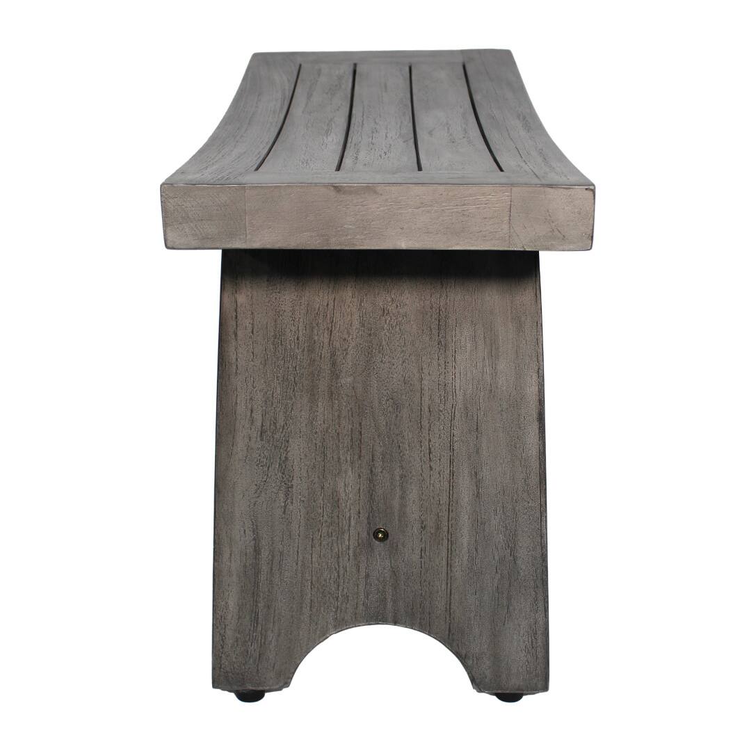 Alt View 1. CoastalVogue - Coastal Vogue® Serenity® 24" Teak Shower Bench in Antique Gray Finish - Antique Gray.