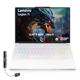 Lenovo - Legion 7i Laptop 16.0 WQXGA Display (Ultra 9- 275HX, 32GB, 1TB SSD, GeForce RTX 5070, Win 11 Pro) w/USB Hub - Glacier White