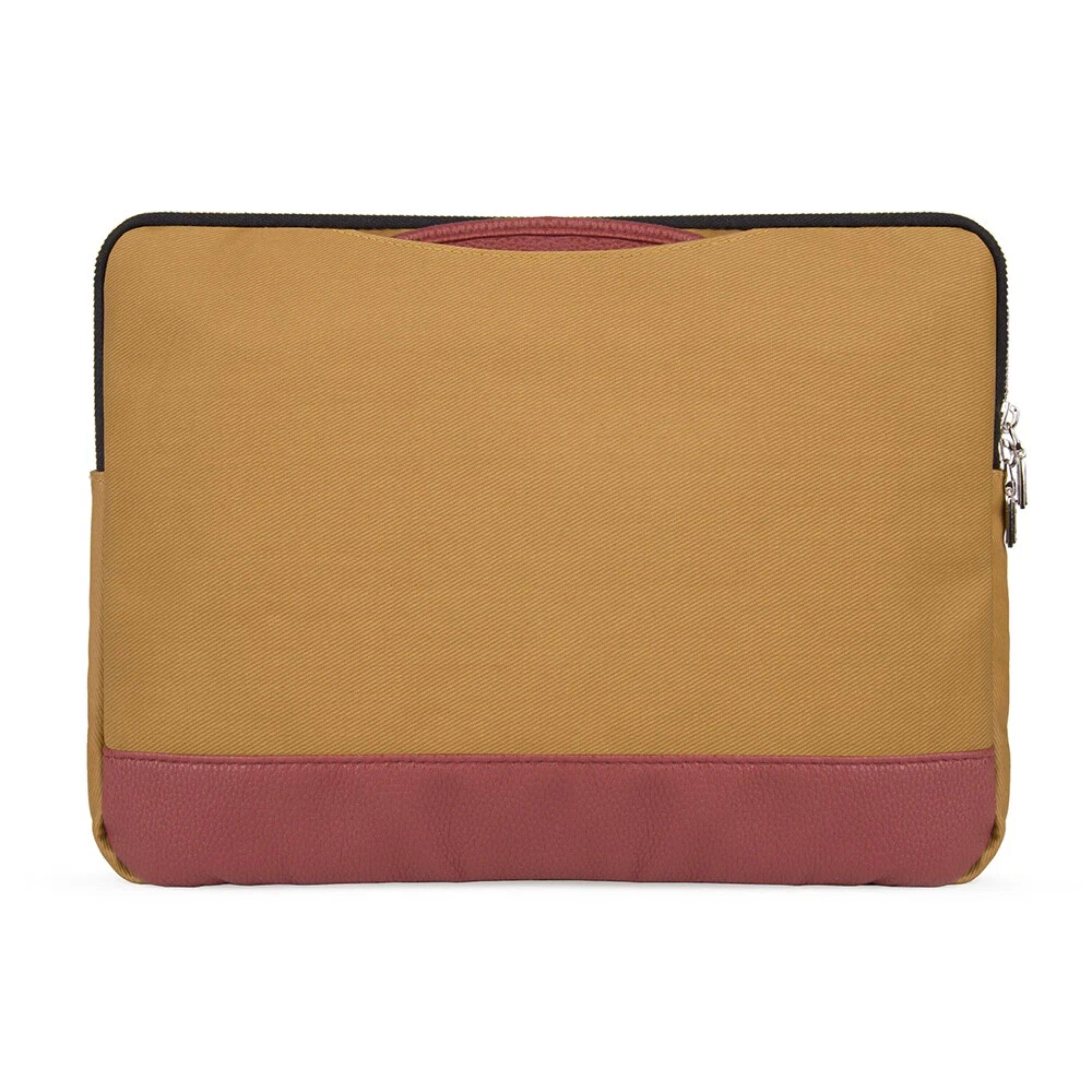 Angle. Kitcheniva - Sleeve Pouch Zipper Case Carry Bag For 13" iPad Tablet - Tan/Wine.