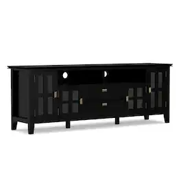 Simpli Home - Artisan SOLID WOOD 72 inch TV Media Stand For TVs up to 80 inches - Black