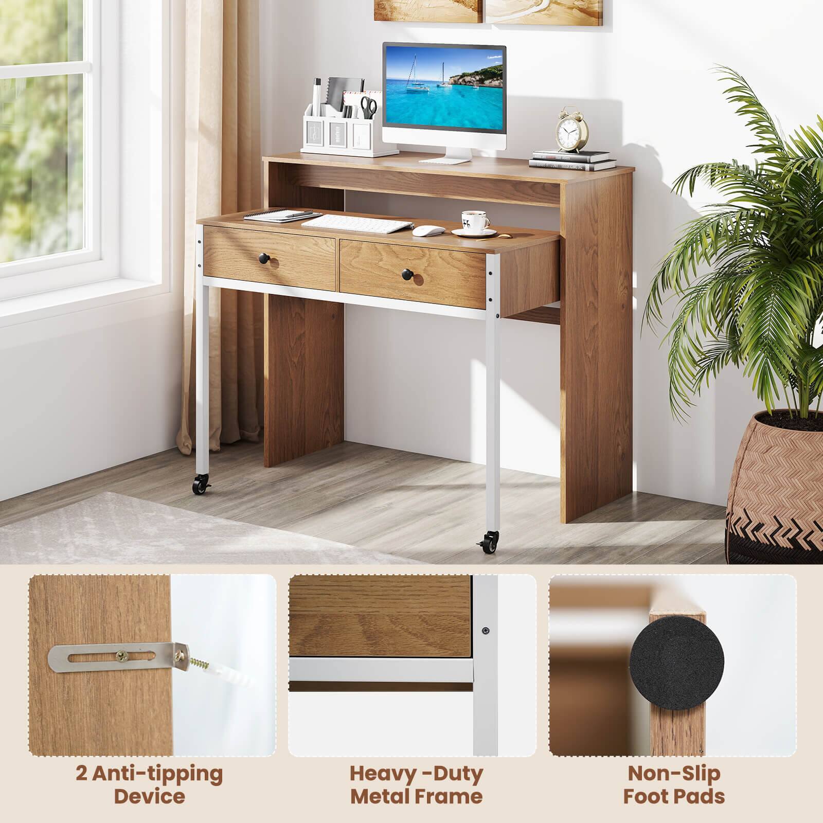 2 Anti-tipping Device, Heavy-Duty Metal Frame, Non-Slip Foot Pads