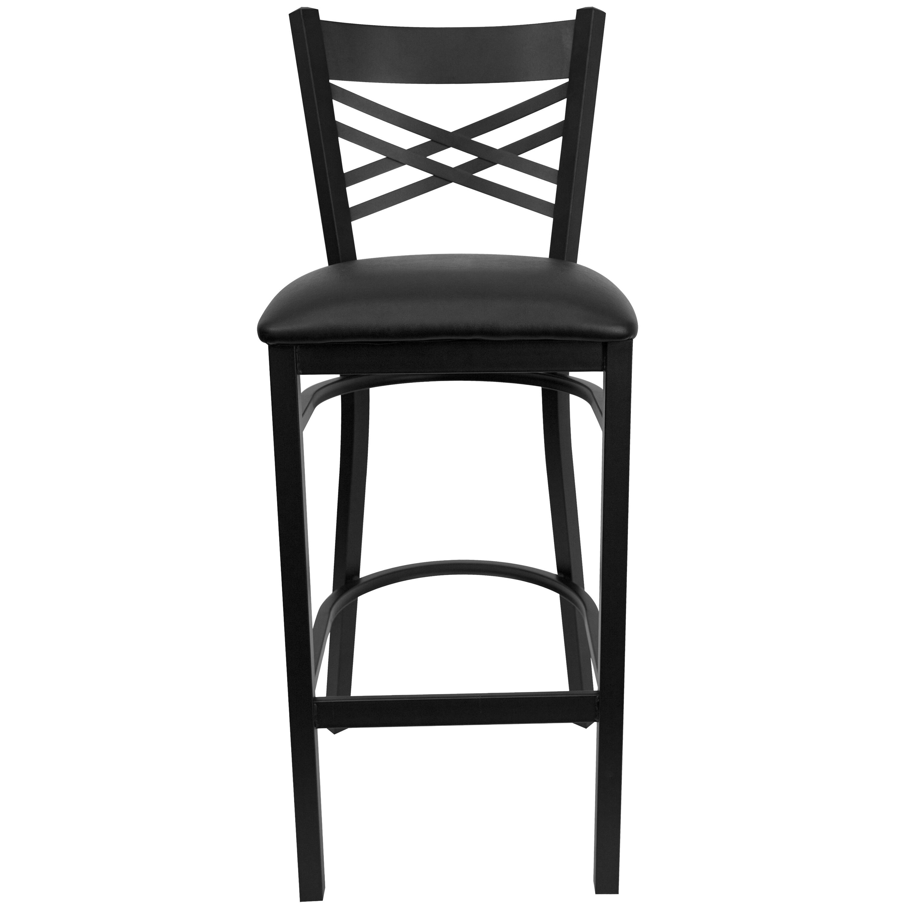 Alt View 7. Emma + Oliver - "X" Back Metal Restaurant Dining Barstool - Black Vinyl Seat/Black Metal Frame.