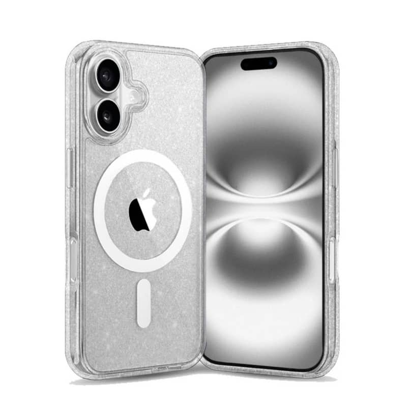Front. Entronix - Entronix Glitter Clear Magnetic Case for iPhone 17 - Hard Back Protection - Glitter Clear.