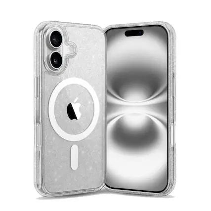 Front. Entronix - Entronix Glitter Clear Magnetic Case for iPhone 17 - Hard Back Protection - Glitter Clear.