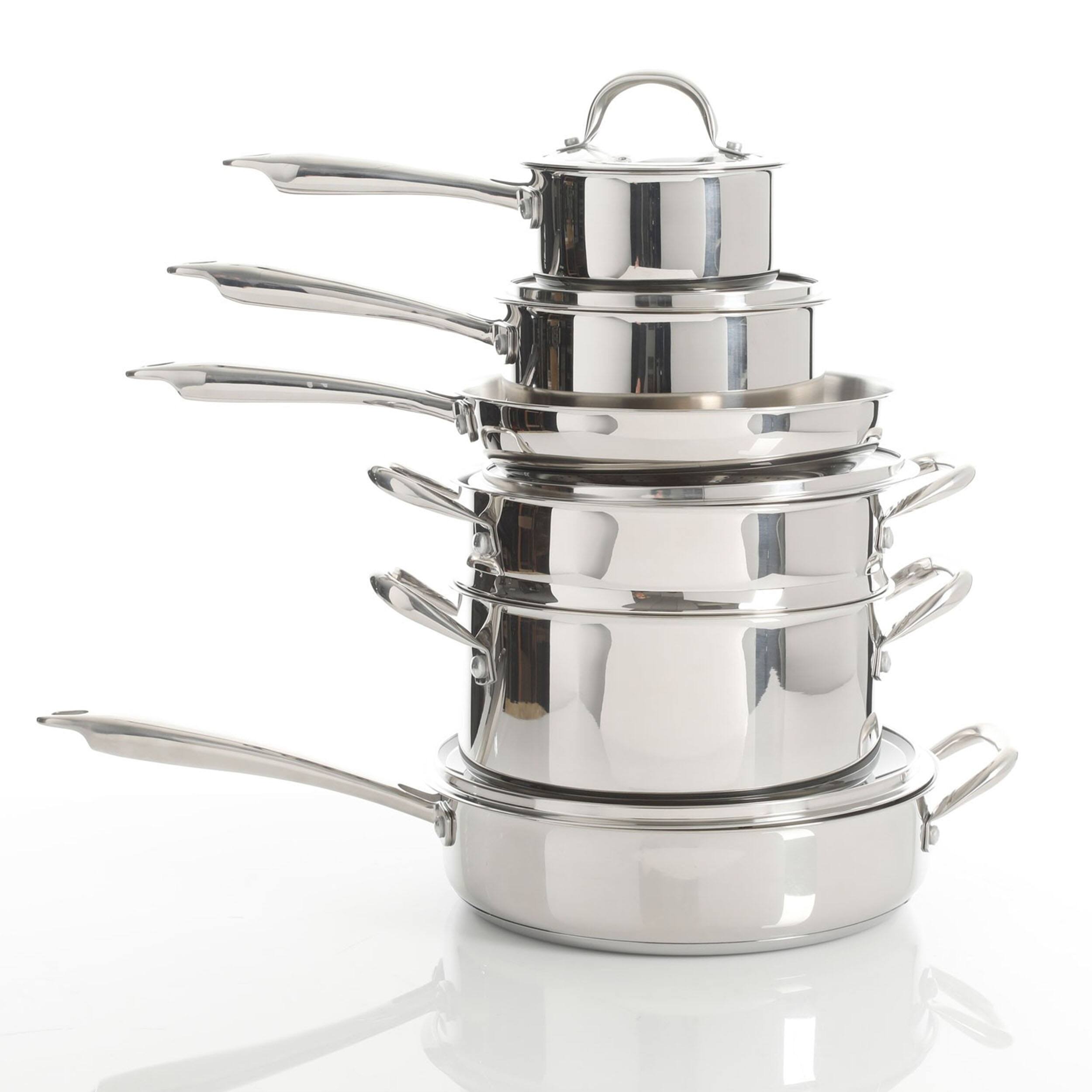 Alt View 1. Kenmore - Kenmore Elite Devon 10 Piece Heavy Gauge Stainless Steel Cookware Set - Silver.