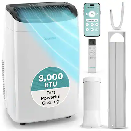 E A Air Condition 75, . Cooling Mode * Serenelife 75 a 10 2 P5 2 8,000 BTU Fast Powerful Cooling Serenelife