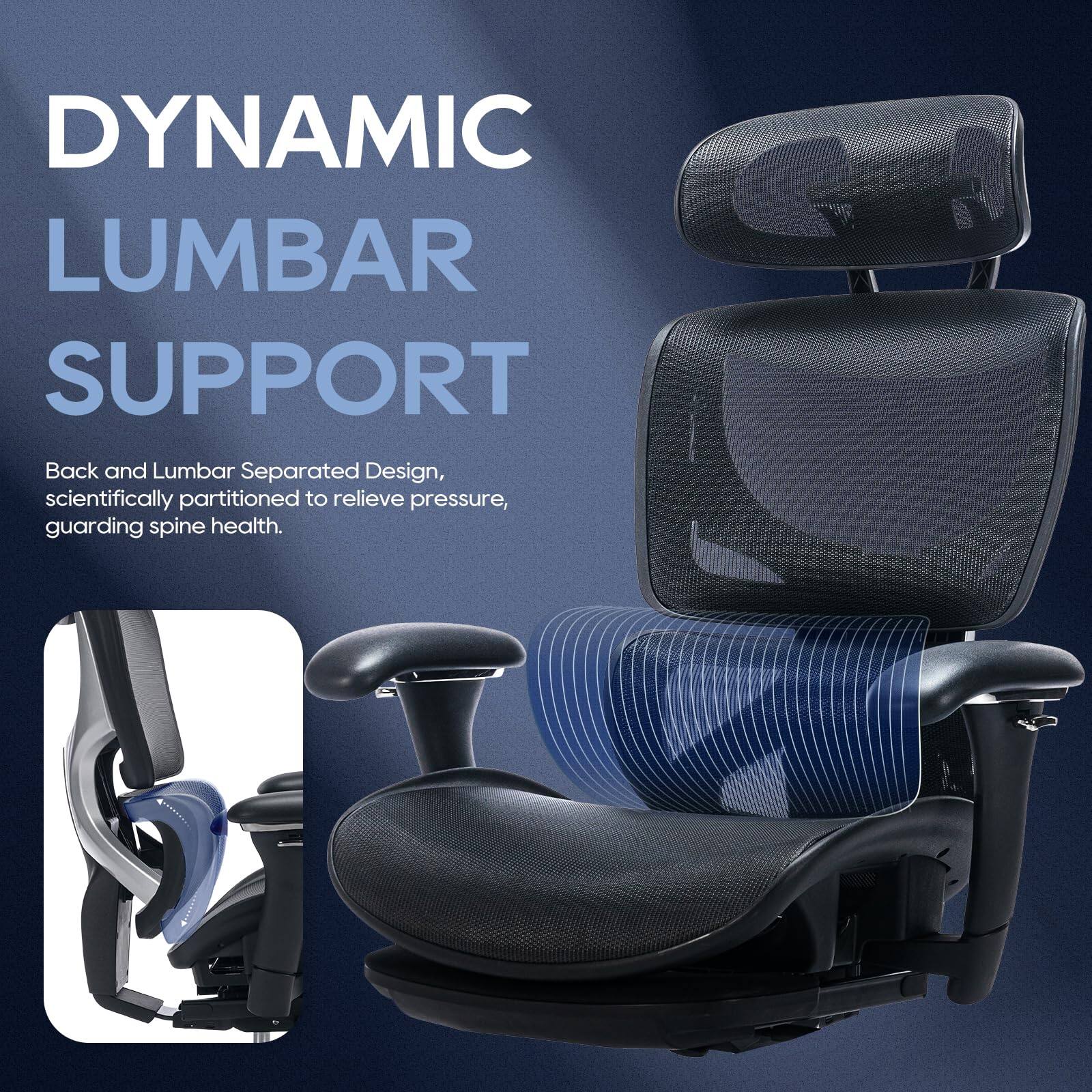 DYNAMIC LUMBAR SUPPORT

Back and Lumbar Separated Design, scientifically partitioned to relieve pressure, guarding spine health.