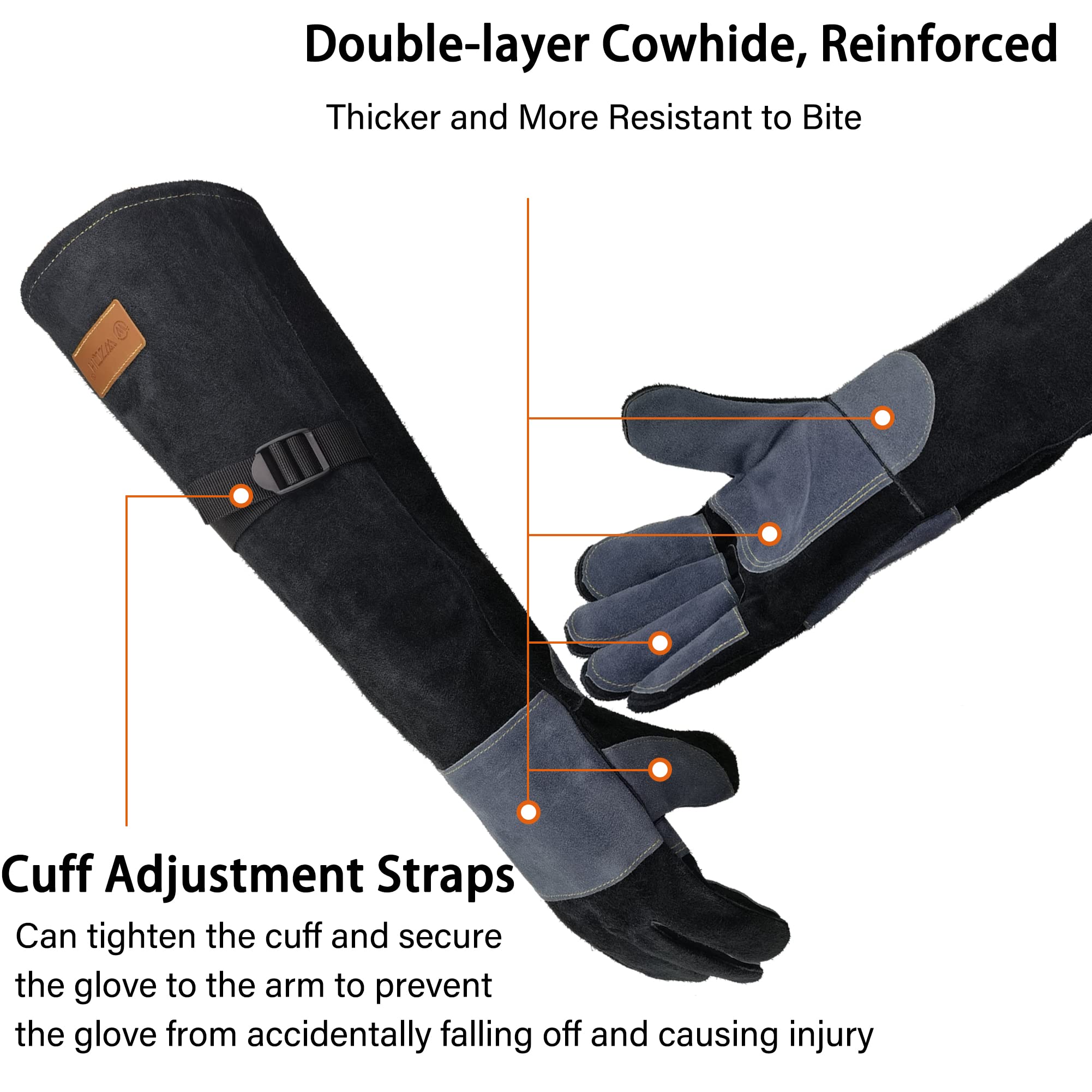 JETRANSPORT 21.3 In Leather Welding Gloves For Animal Handling Grabbing ...