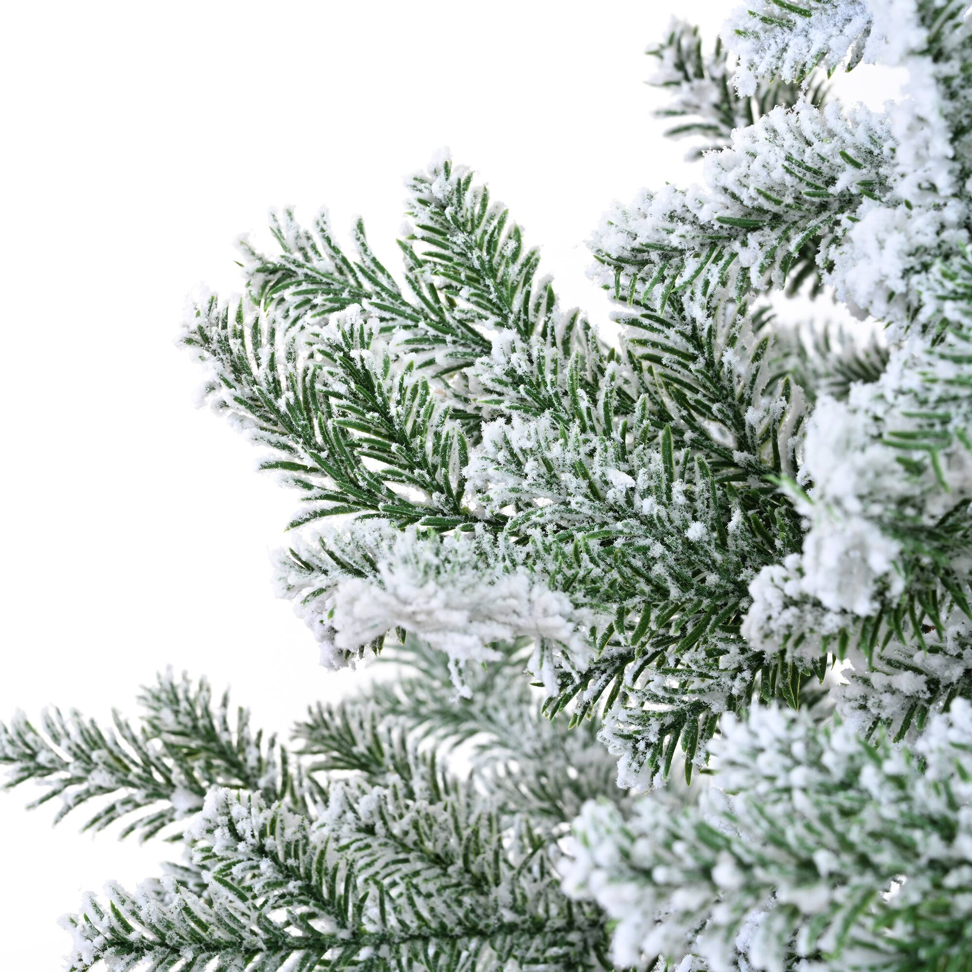 Alt View 4. Ecooso - Premium 7FT Snow Flocked Hinged Artificial Christmas Fake Spruce with Fluffy Branch White Snow Tips and Metal Stand - White.