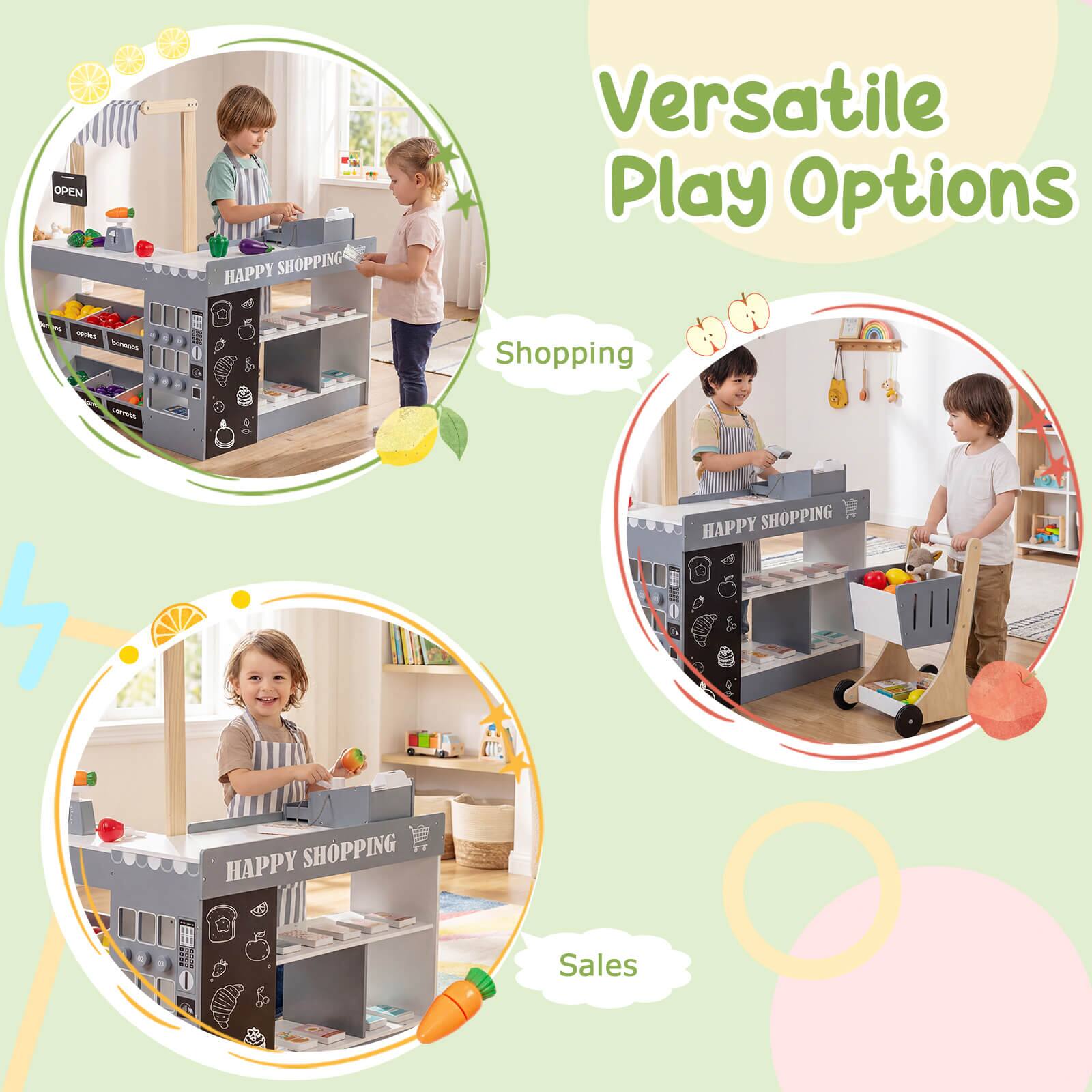 OPEN HAPPY SHOPPING  
Versatile Play Options  
- Shopping  
- Sales