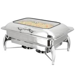 MegaChef - 9.5 Quart Stainless Steel Rectangle Professional Chafing Dish/Food Warmer/Buffet Server Serving Trays - Silver