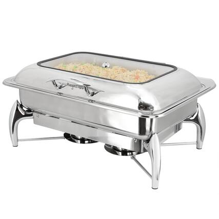 Front. MegaChef - MegaChef 9.5 Quart Stainless Steel Rectangle Professional Chafing Dish/Food Warmer/Buffet Server Serving Trays - Silver.