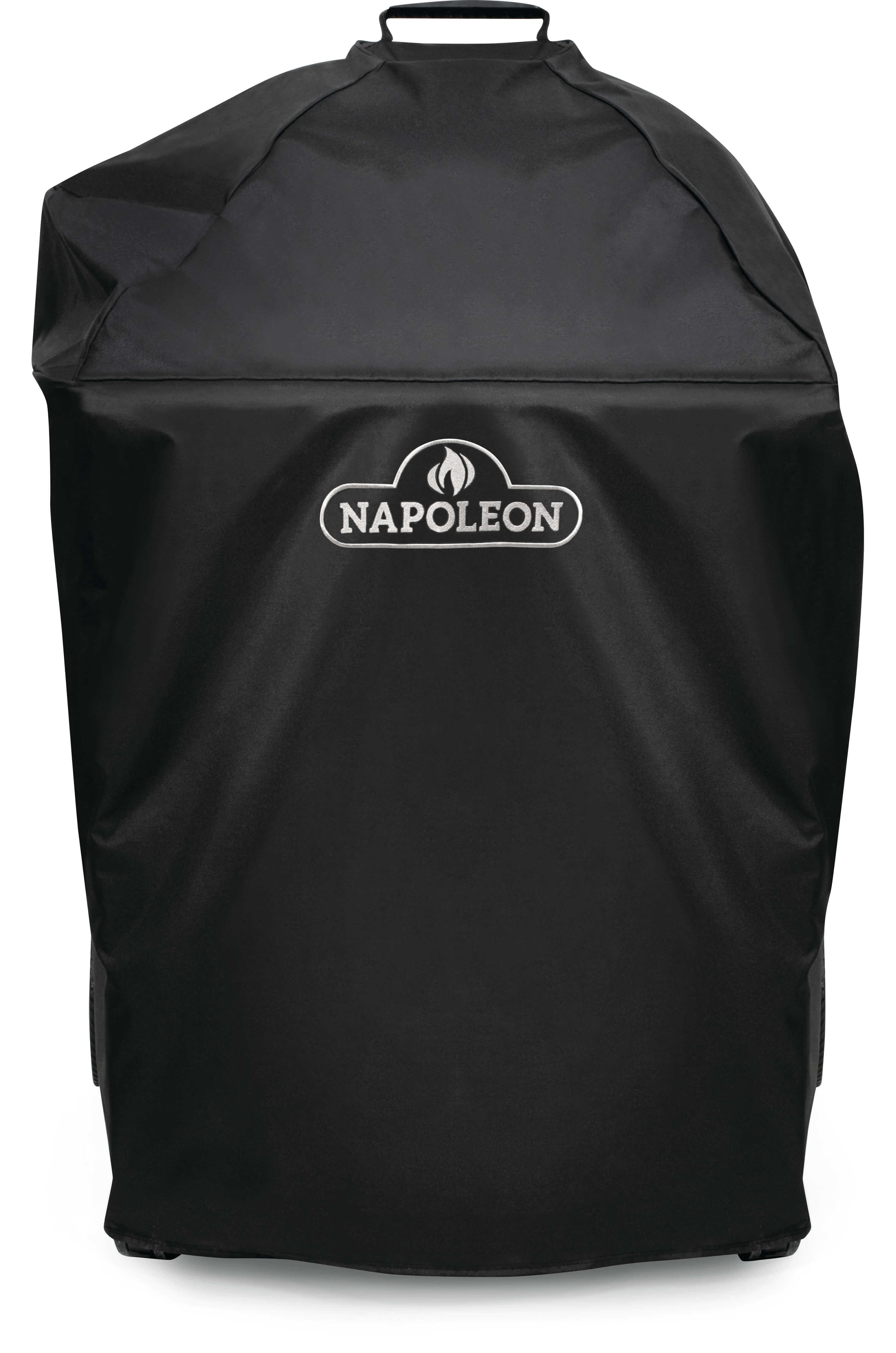 Angle. Napoleon - 22" Charcoal Kettle Grill with Cart Premium Cover - Black.