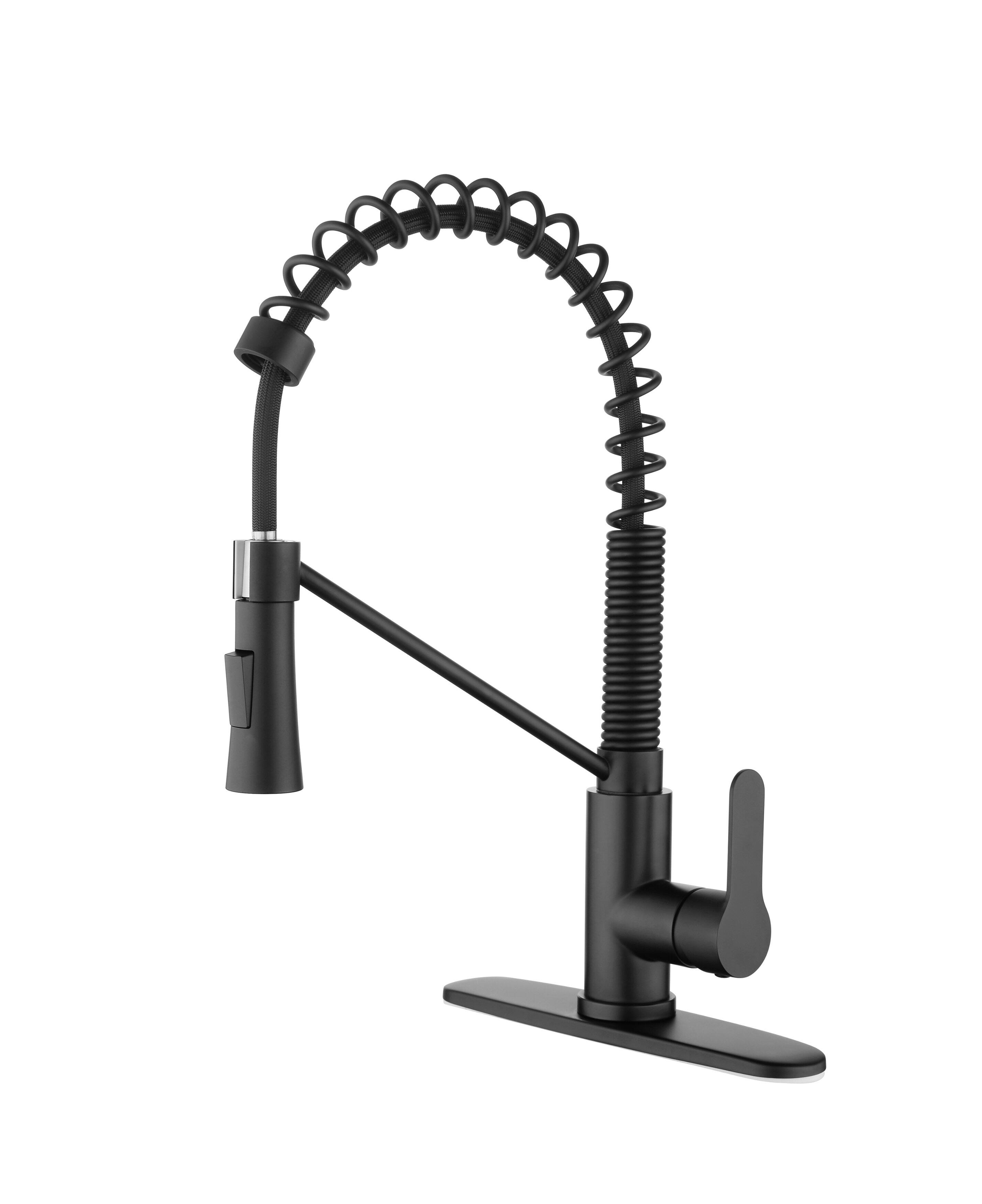 Alt View 6. Siljoy - Kitchen Faucet with Soap Dispenser Single Handle & Hole Pull Down Sprayer Utility Sink Faucet Stainless Steel 1.8 GPM - Matte Black.
