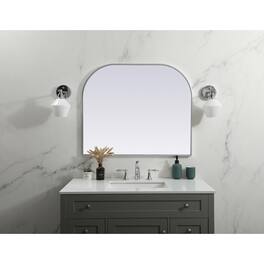 Elegant Decor - Metal Frame Arch Mirror 36x30 Inch - Silver