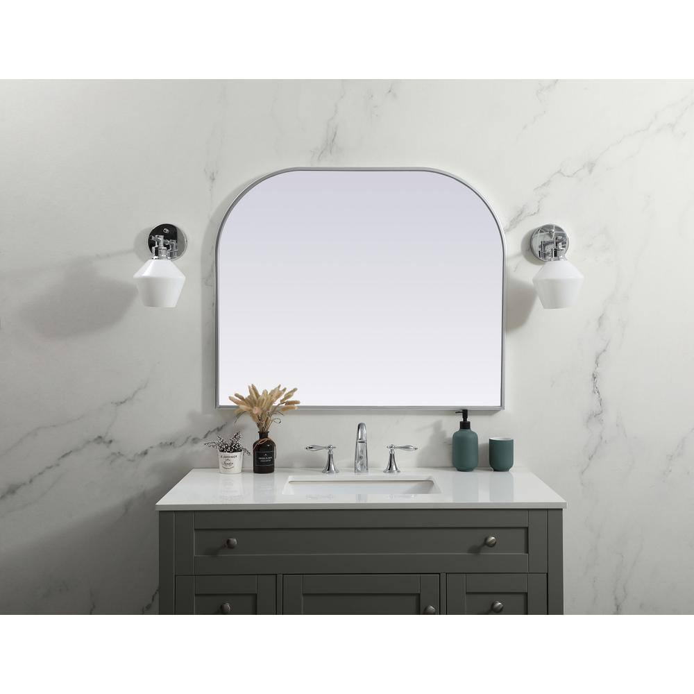 Front. Elegant Decor - Metal Frame Arch Mirror 36x30 Inch in Silver - Silver.