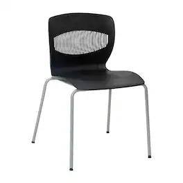 Emma + Oliver - Arcana Series Heavy Duty 770 lb. Capacity Ergonomic Polypropylene Stack Chair with Lumbar Support and Steel Frame - Black