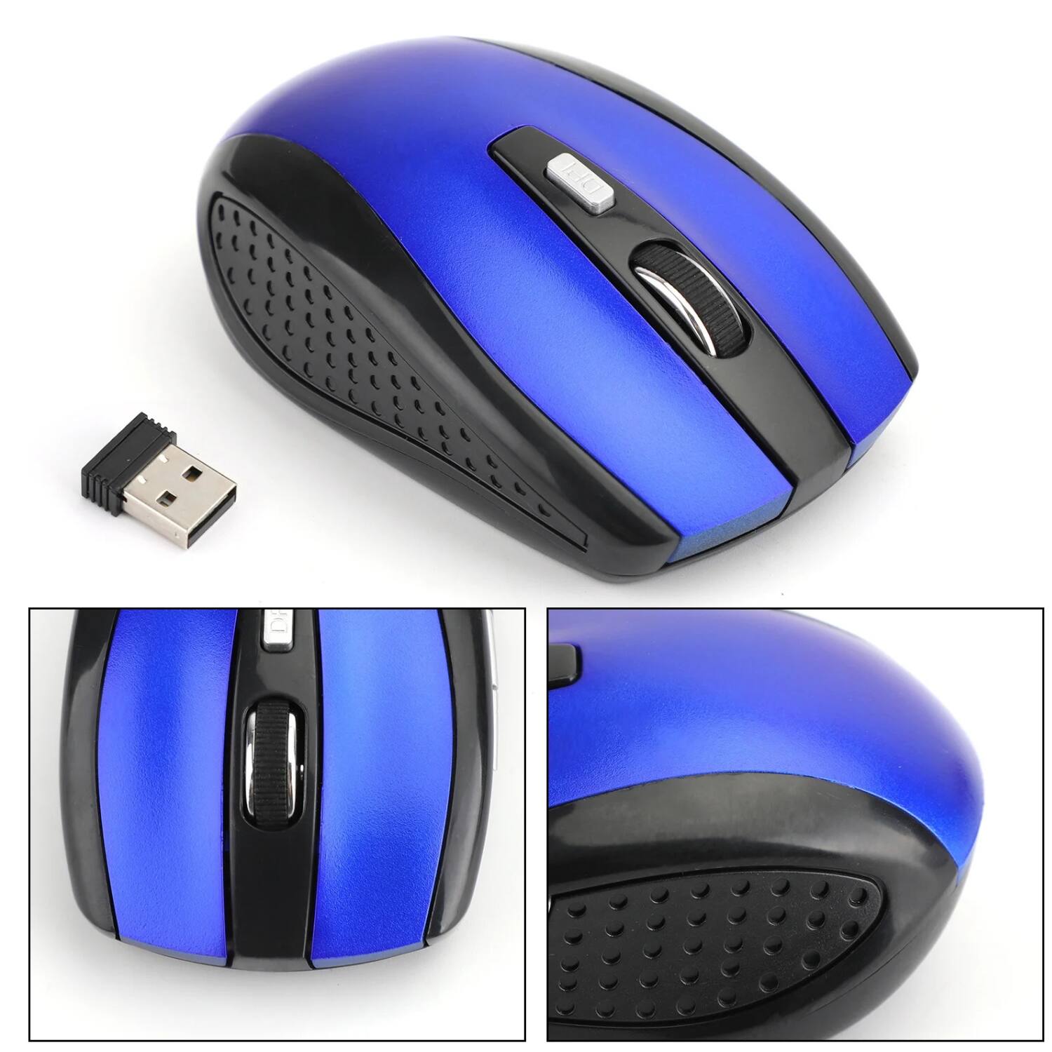 Left. Stock Preferred - 2.4GHz Wireless Optical Mouse with USB Receiver Blue - Blue.
