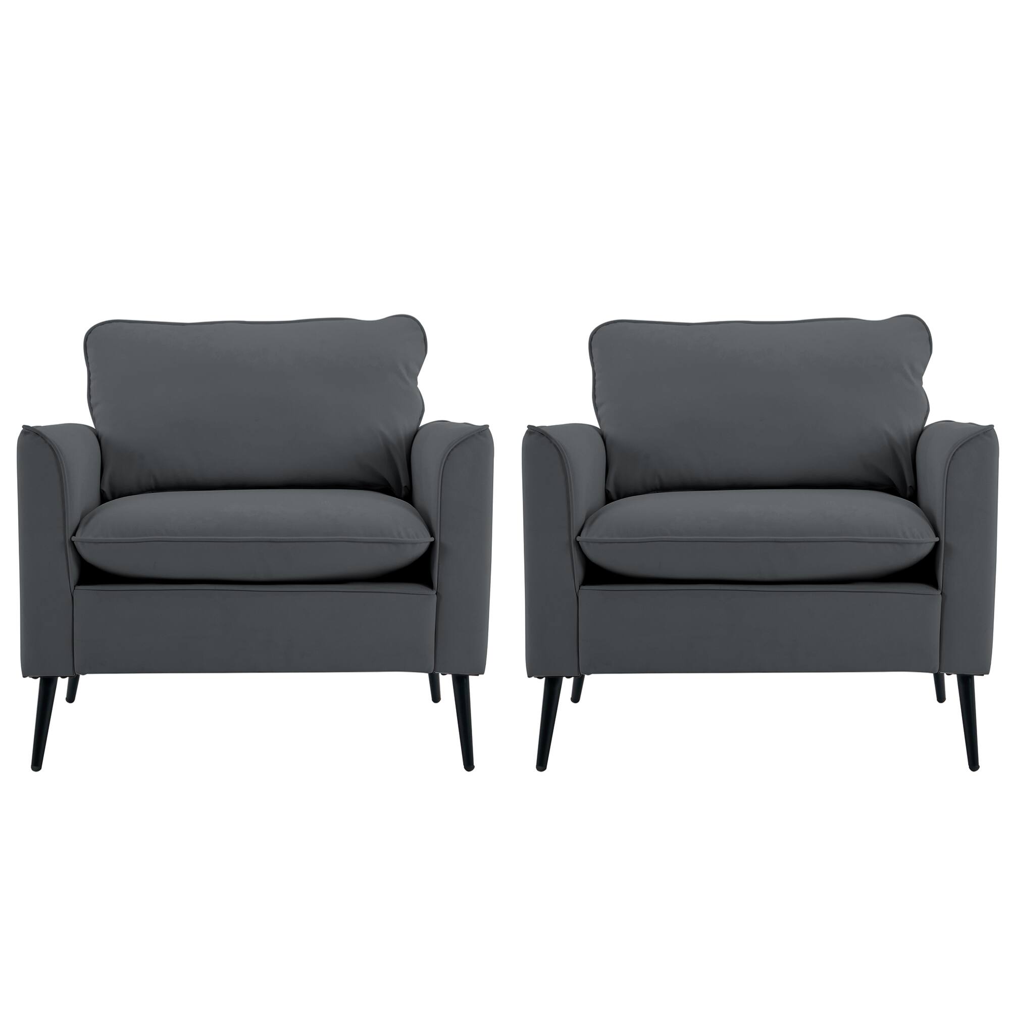 Alt View 1. GOODSILO - Nordic Retro Light Luxury Leather Upholstered Sofa Chair for Living Room, Bedroom, or Balcony - Light Gray.