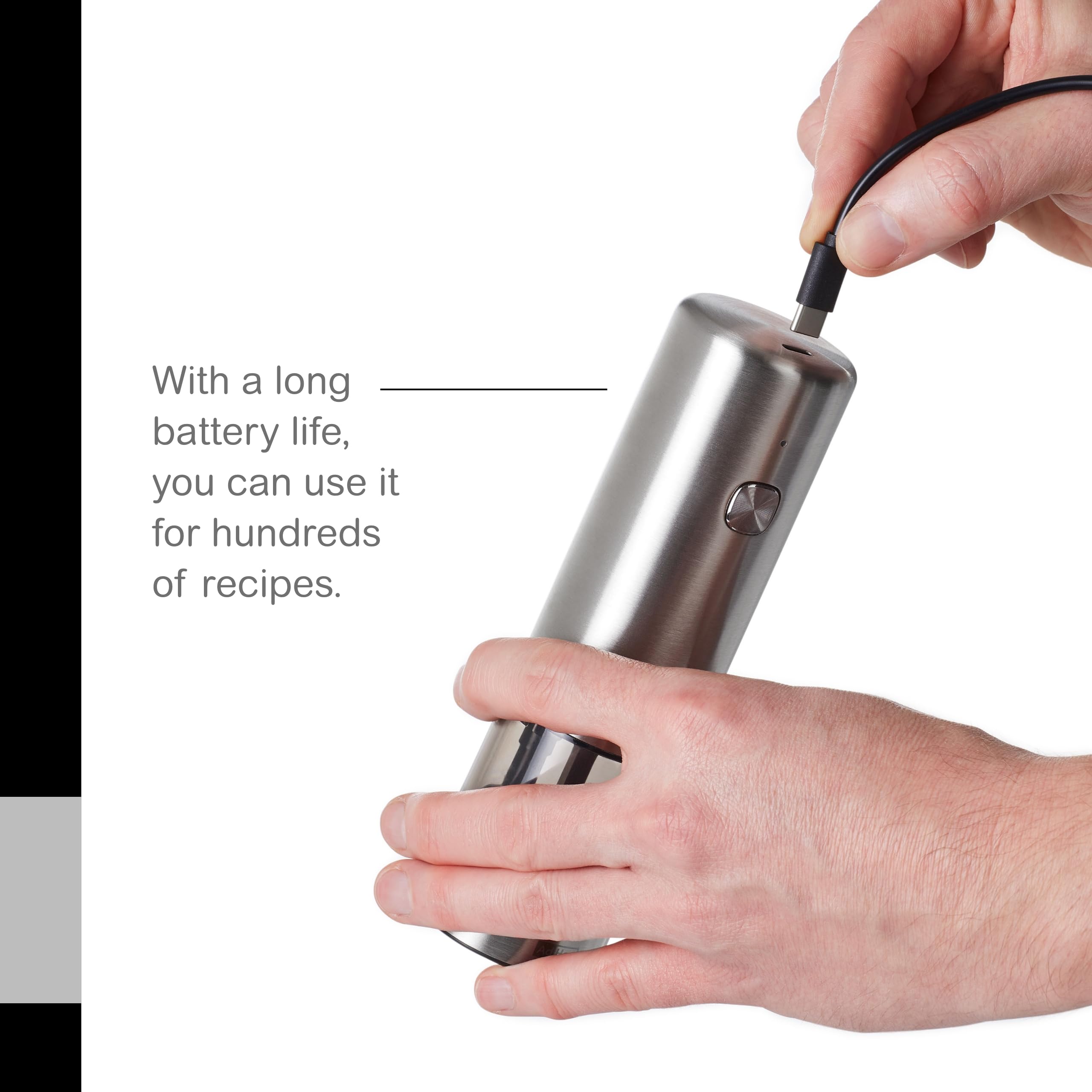 With a long battery life, you can use it for hundreds of recipes.