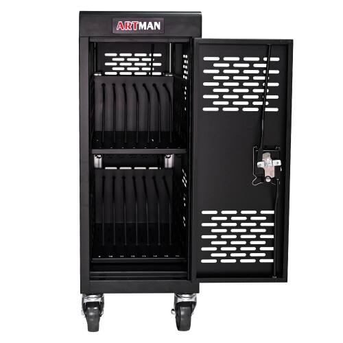 Alt View 1. GOODSILO - 16-Compartment Locking Charging Cabinet for Laptops & Chromebooks - Black.