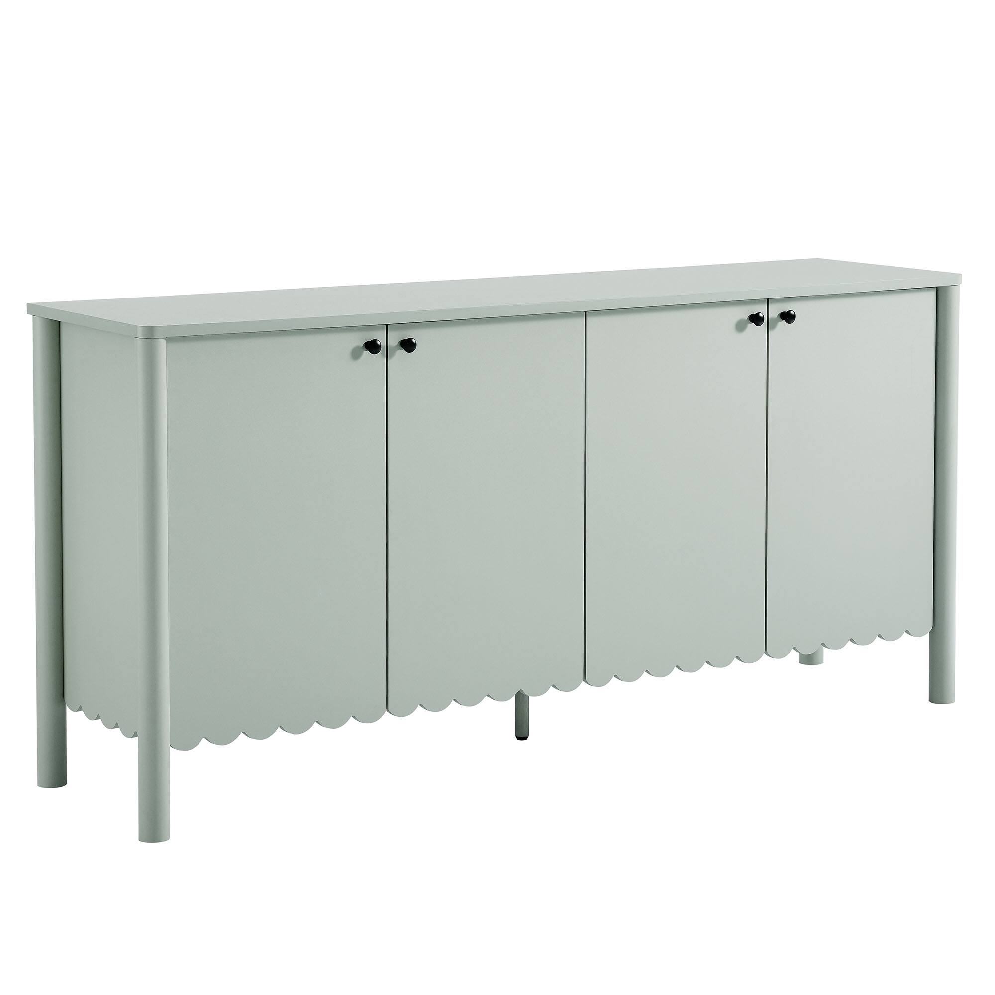 Angle. Modway - Emmeline 66" 4-Door Scalloped Sideboard Cabinet by Modway - Sage.