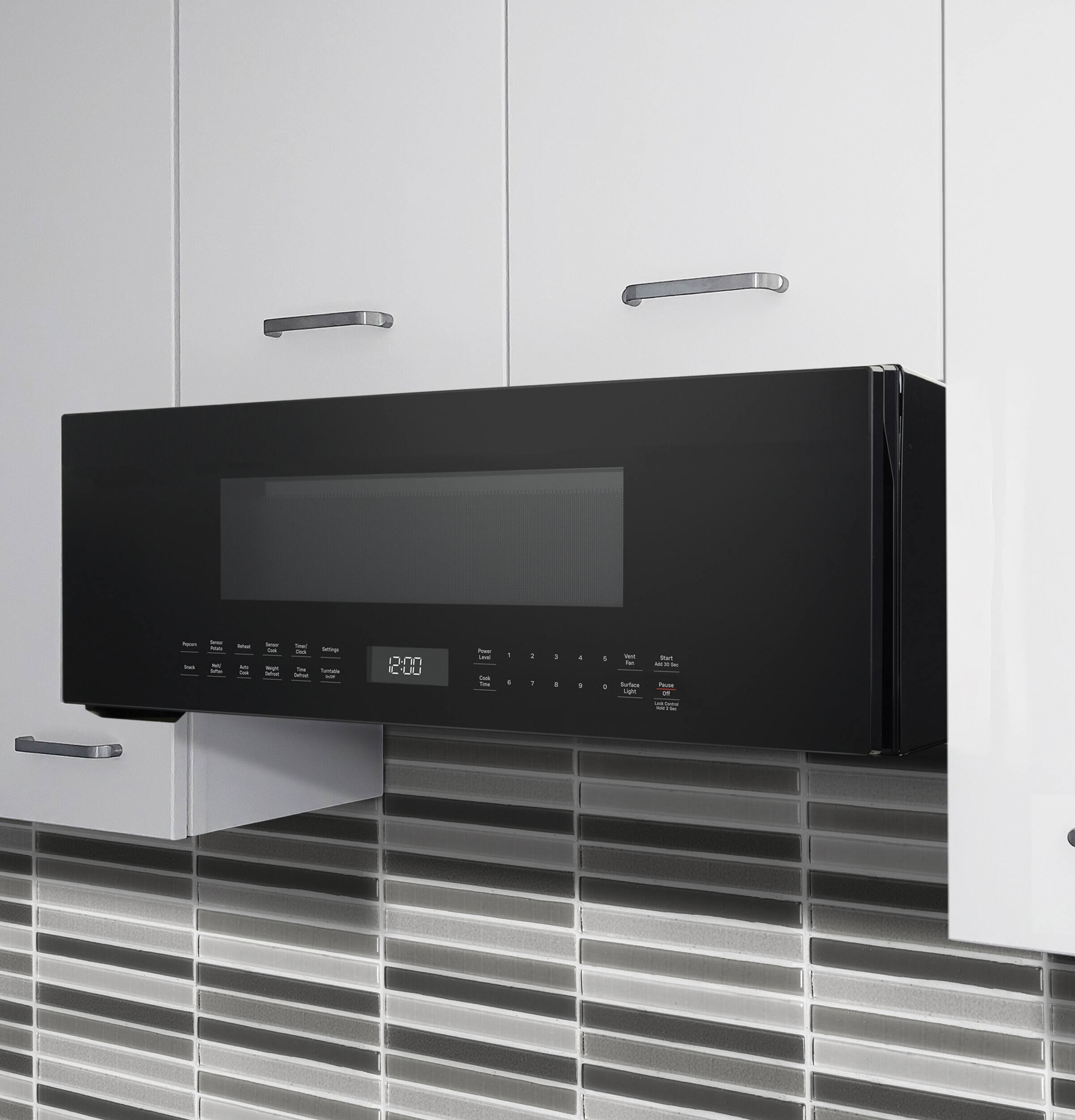 Alt View 8. GE Profile - 1.2 Cu. Ft. Over-The-Range Microwave with Sensor Cooking and Low Profile Design - Black.