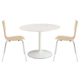 Revolve 3 Piece Dining Set by Modway - White Natural